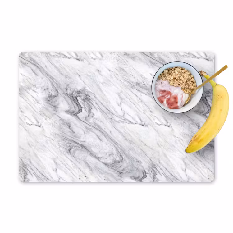 Placemat - 6 stuks - Wervelende - Grijsstructuur - Marmer - Wit — 1