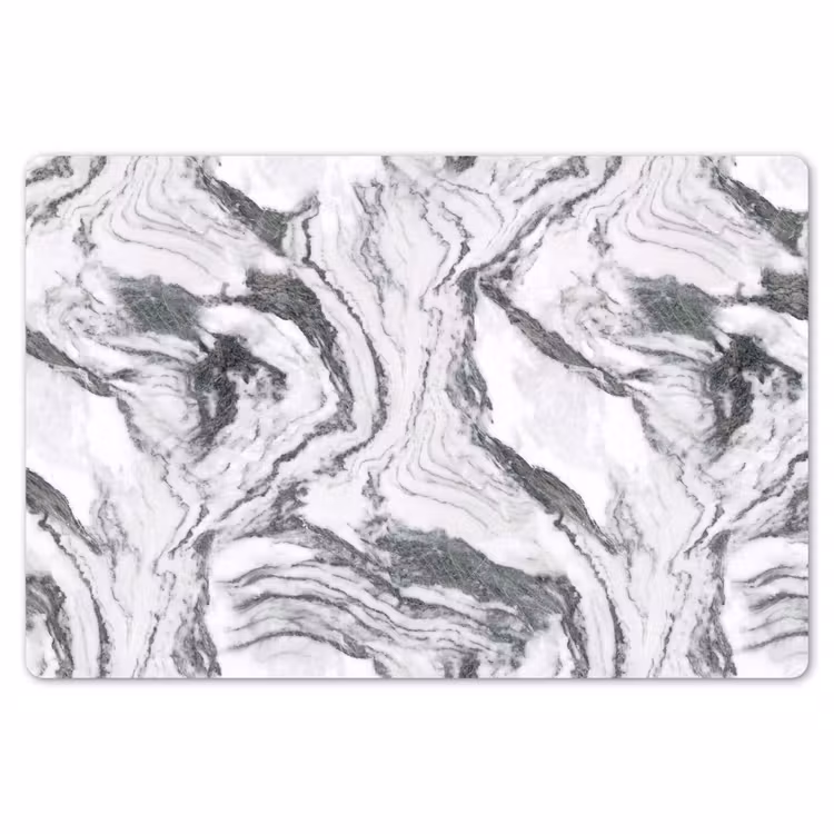 Placemat - 6 stuks - Wit - Marmer - Golvend - Grafiet — 7