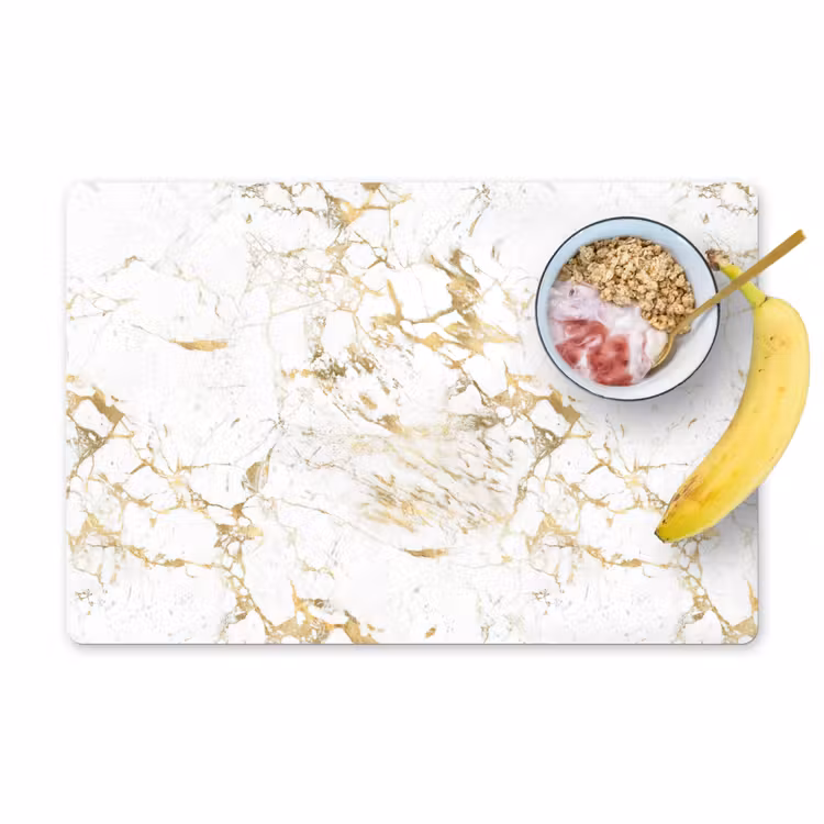Placemat - 6 stuks - Wit - Marmer - Luxe - Goud — 1