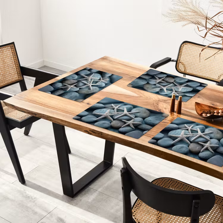 Placemat - 6 stuks - Zeesterren - Stenen - Wit — 5