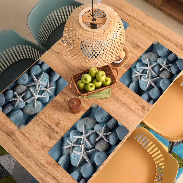 Placemat - 6 stuks - Zeesterren - Stenen - Wit — 6