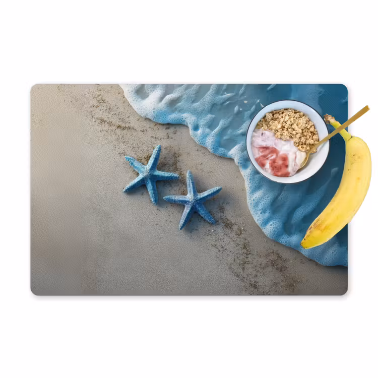 Placemat - 6 stuks - Zeesterren - Zand - Zee - Blauw — 1