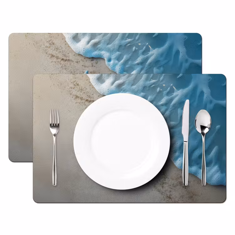 Placemat - 6 stuks - Zeesterren - Zand - Zee - Blauw — 2