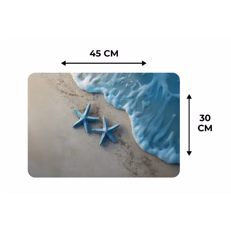 Placemat - 6 stuks - Zeesterren - Zand - Zee - Blauw — 3