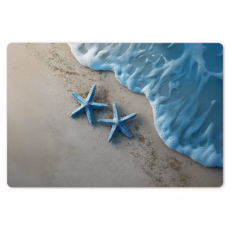 Placemat - 6 stuks - Zeesterren - Zand - Zee - Blauw — 7