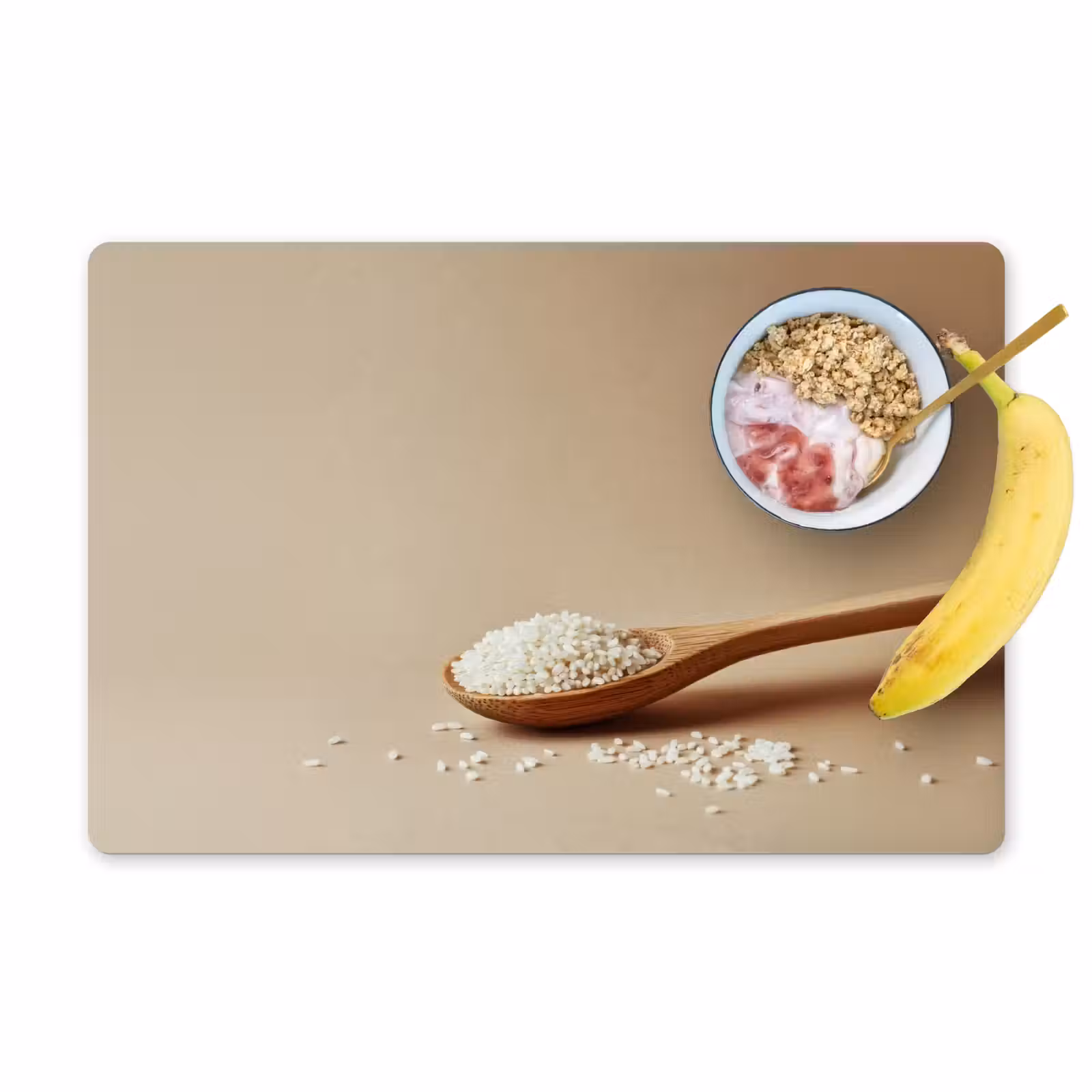 Placemat - 6 stuks - Lepel - Rijst - Hout - Beige — 1