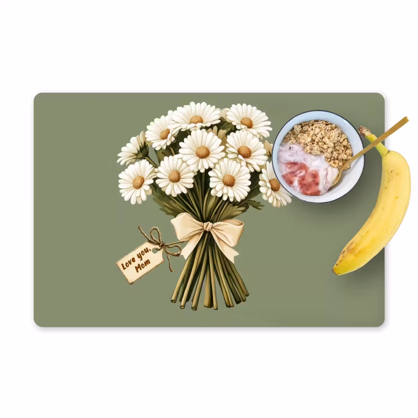 Placemat - 6 stuks - Lint - Boeket - Groen - Quote — 1