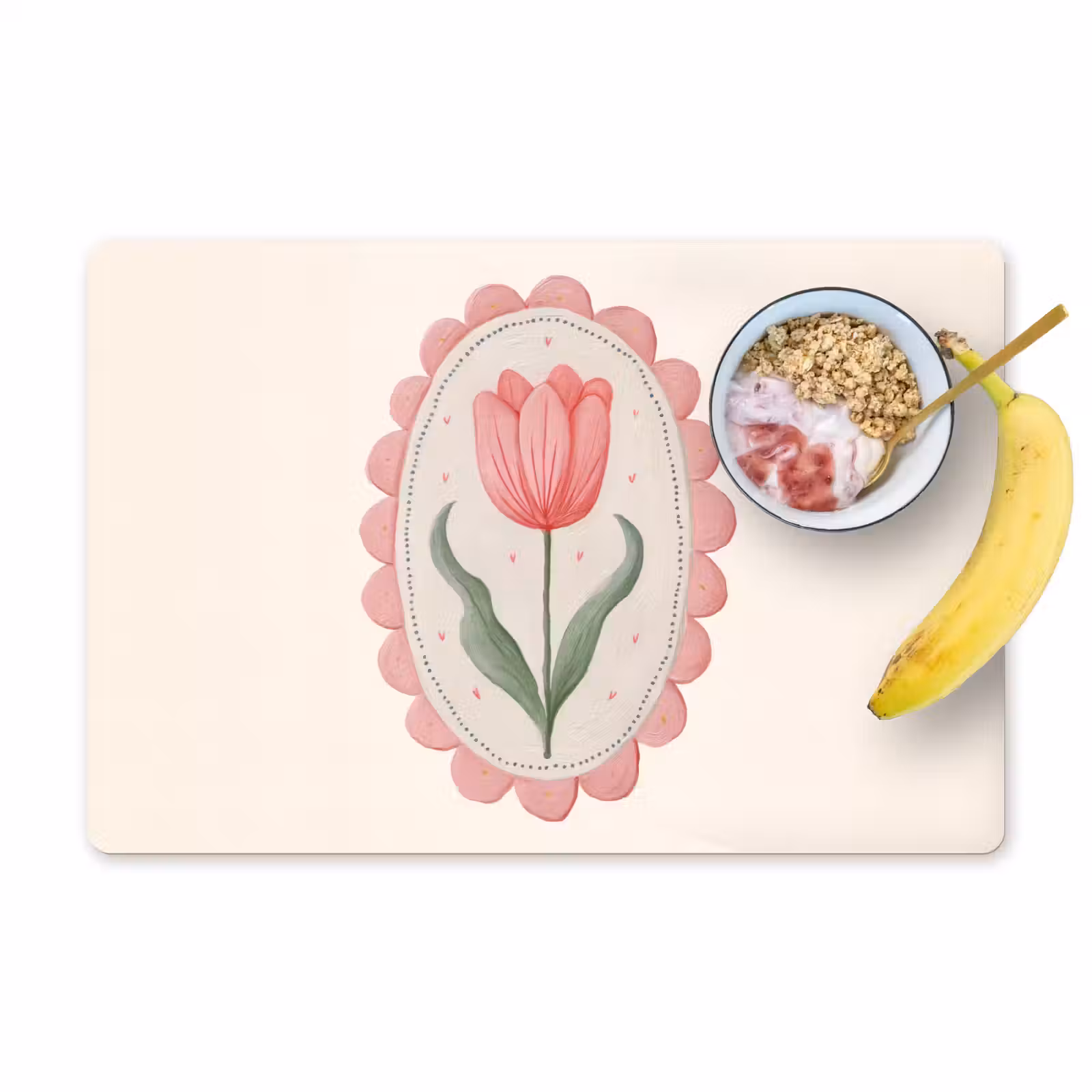 Placemat - 6 stuks - Tulp - Lijst - Ovaal - Illustratie — 1