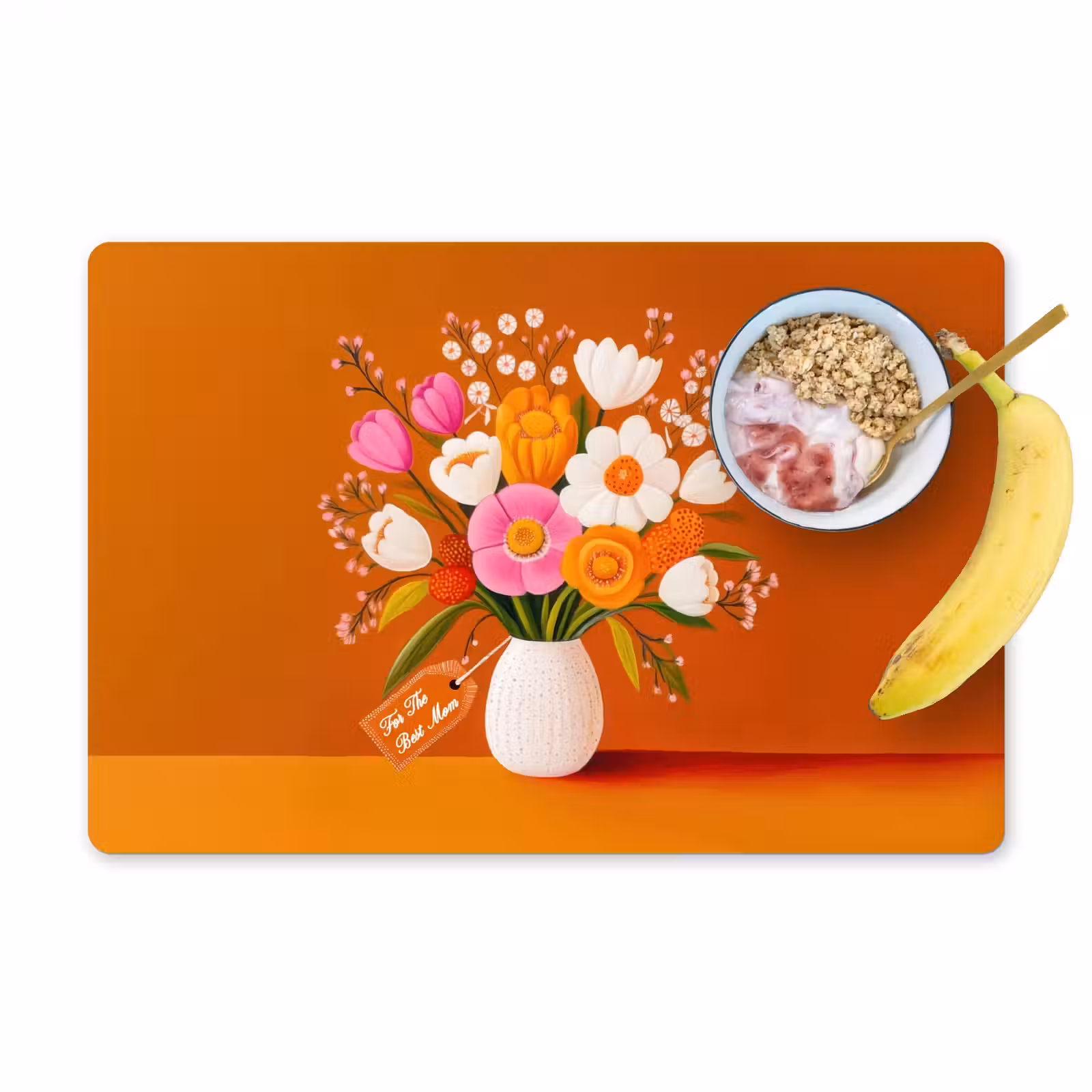 Placemat - 6 stuks - Vaas - Bloemen - Oranje — 1