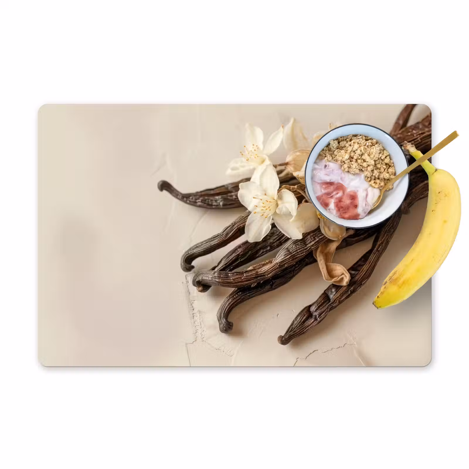 Placemat - 6 stuks - Vanille - Bloemen - Beige — 1