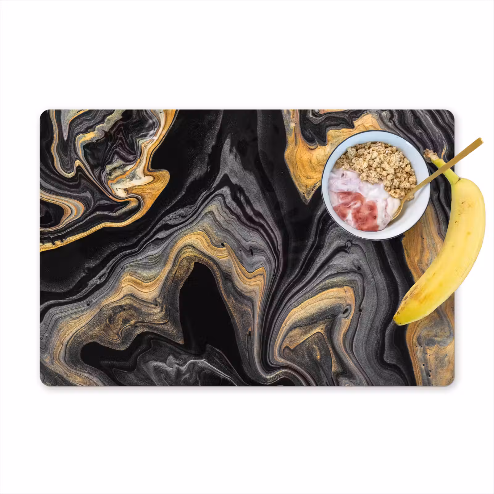 Placemat - 6 stuks - Versmelting van Zwart en Goud — 1