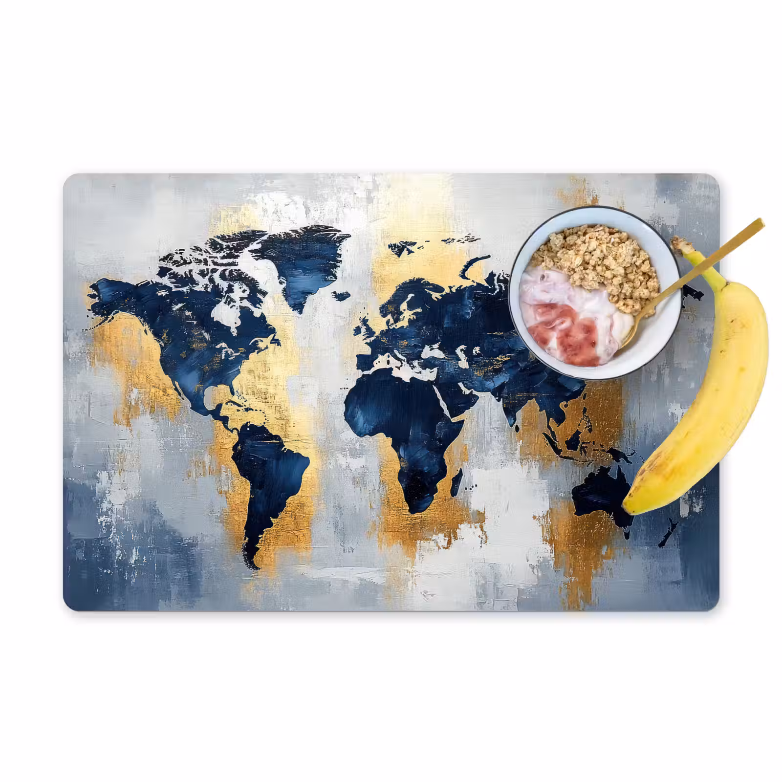 Placemat - 6 stuks - Wereldkaart - Blauw - Abstract — 1