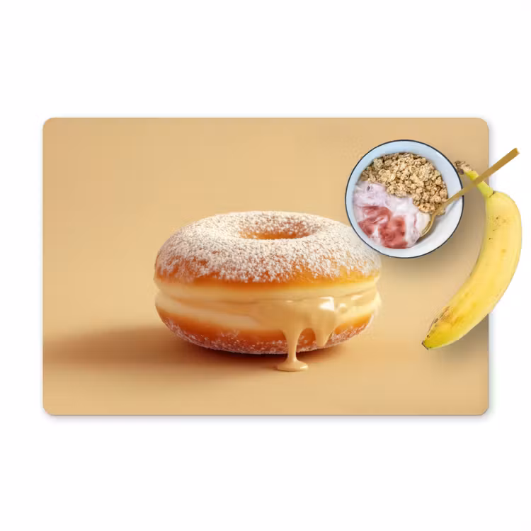 Placemat - 6 stuks - Donut - Romig - Poedersuiker - Beige — 1