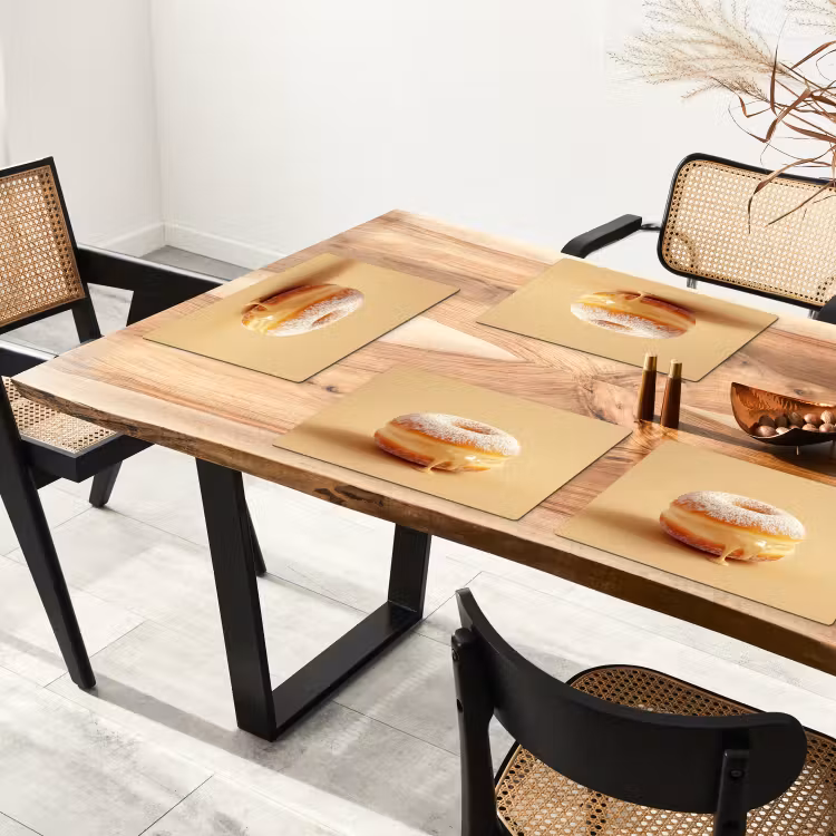 Placemat - 6 stuks - Donut - Romig - Poedersuiker - Beige — 5