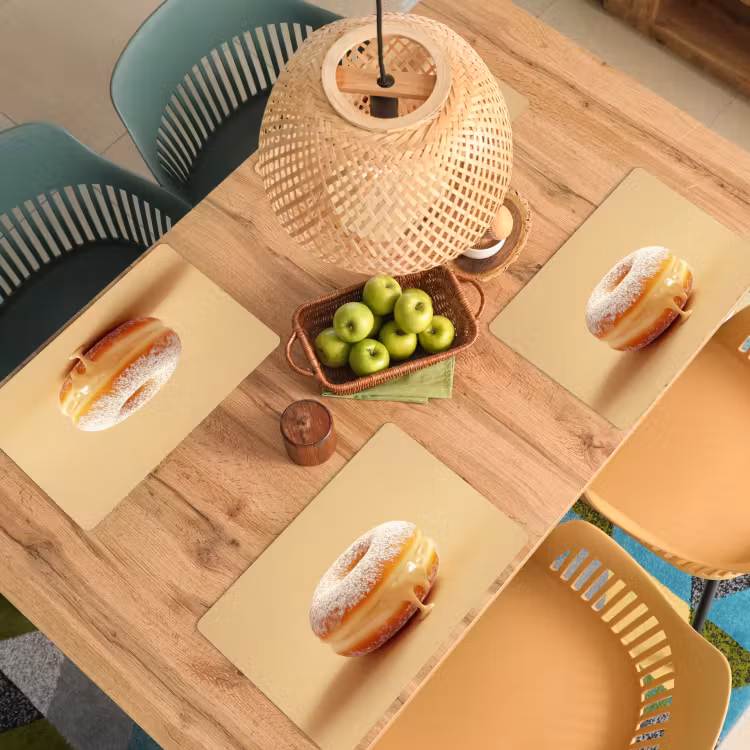 Placemat - 6 stuks - Donut - Romig - Poedersuiker - Beige — 6