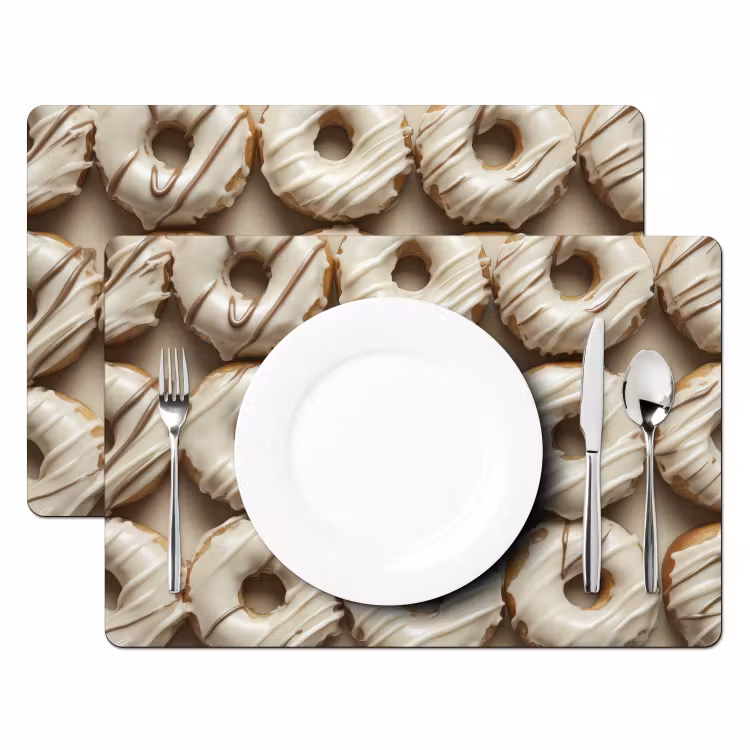 Placemat - 6 stuks - Donuts - Chocolade - Wit - Beige — 2