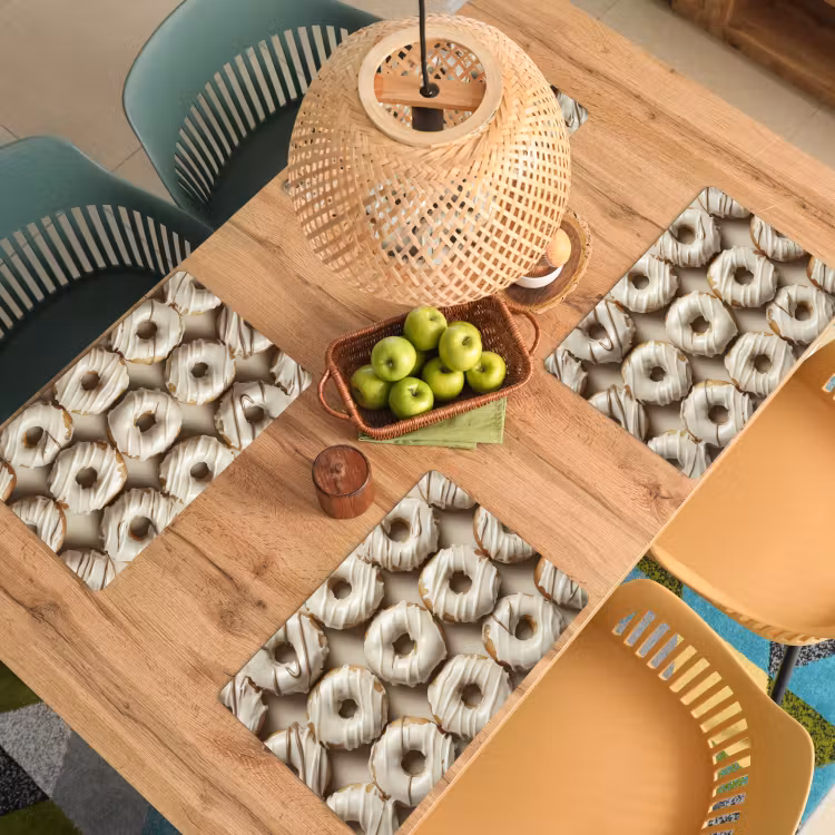 Placemat - 6 stuks - Donuts - Chocolade - Wit - Beige — 6