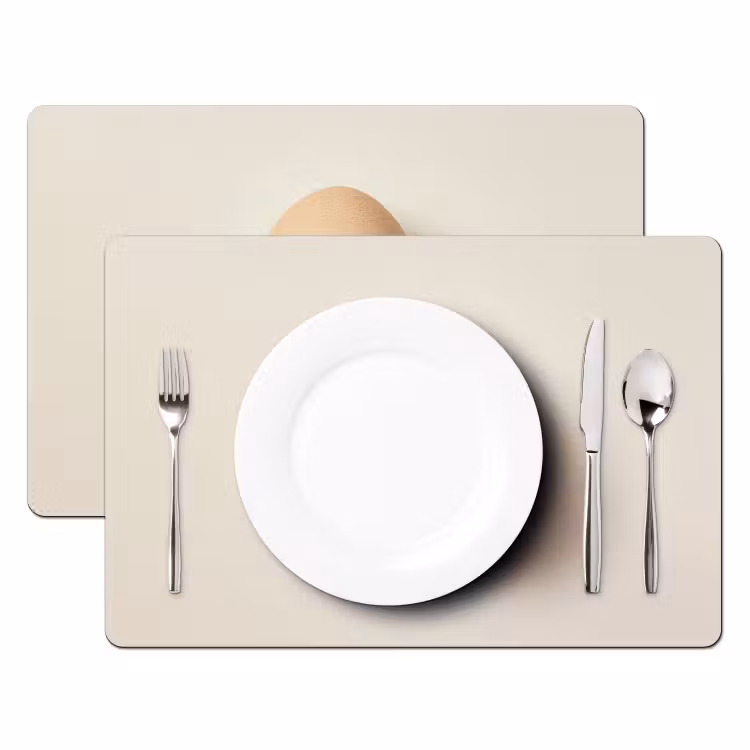 Placemat - 6 stuks - Ei - Beige - Ovaal - Egaal — 2
