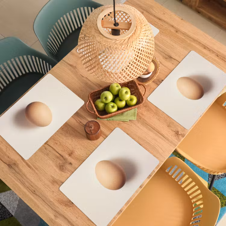 Placemat - 6 stuks - Ei - Beige - Ovaal - Egaal — 6