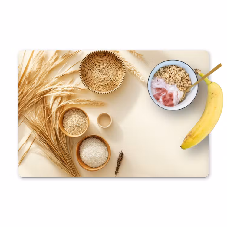 Placemat - 6 stuks - Granen - Hout - Kom - Beige — 1