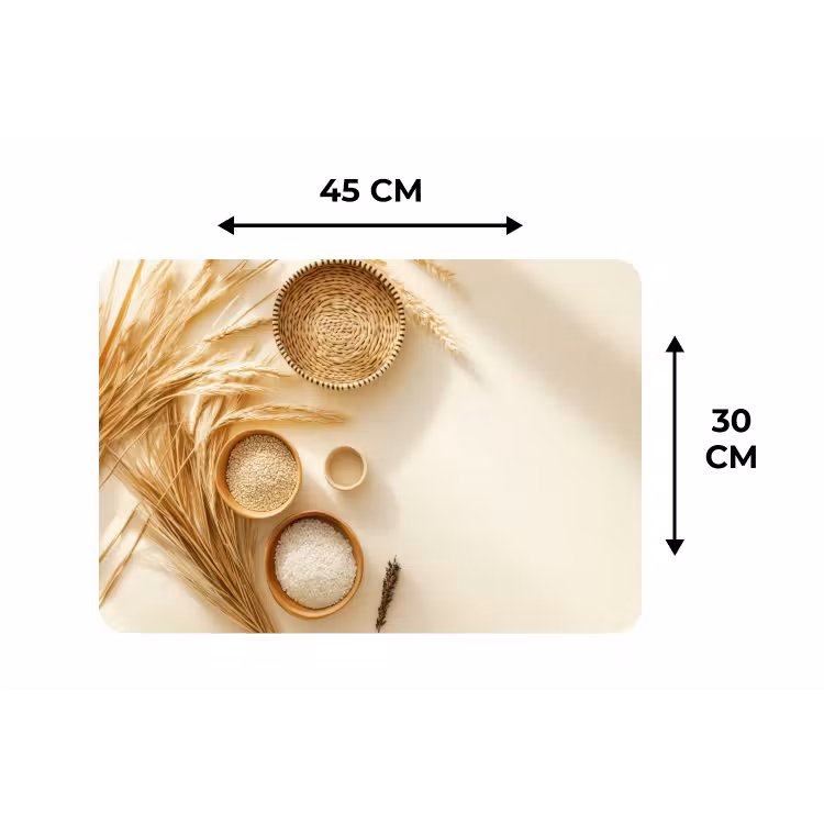 Placemat - 6 stuks - Granen - Hout - Kom - Beige — 3