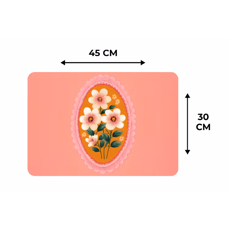 Placemat - 6 stuks - Illustratie - Bloemen - Rand - Roze — 3