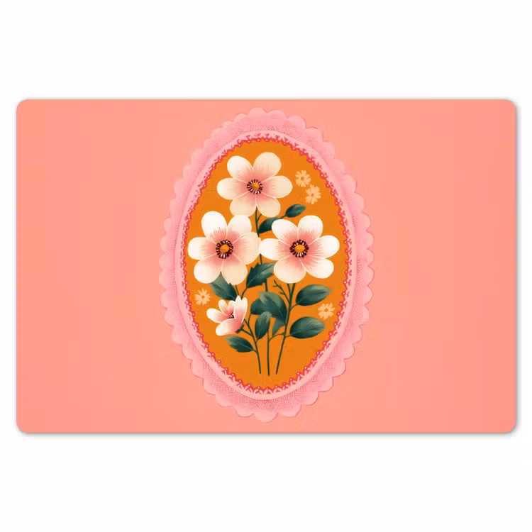 Placemat - 6 stuks - Illustratie - Bloemen - Rand - Roze — 7