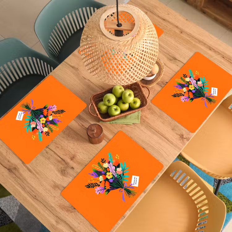 Placemat - 6 stuks - Kaartje - Boeket - Bloemen — 6