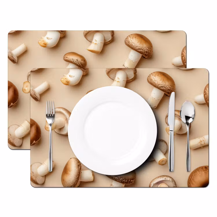 Placemat - 6 stuks - Kastanje Champignons - Beige — 2