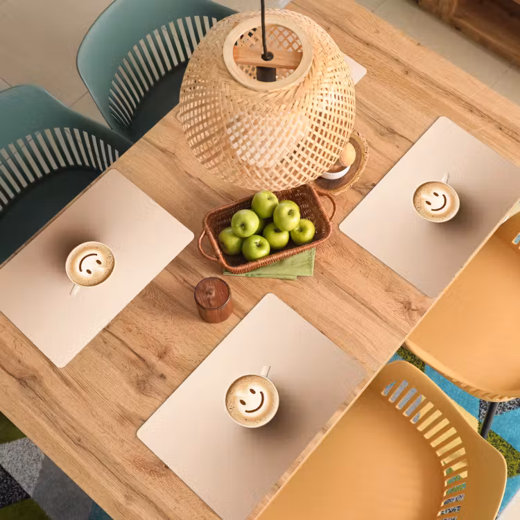 Placemat - 6 stuks - Koffie - Melkschuim - Lach - Beige — 6
