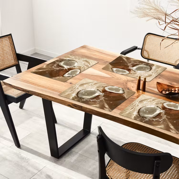 Placemat - 6 stuks - Kokosnoot - Water - Beige - Spetters — 5
