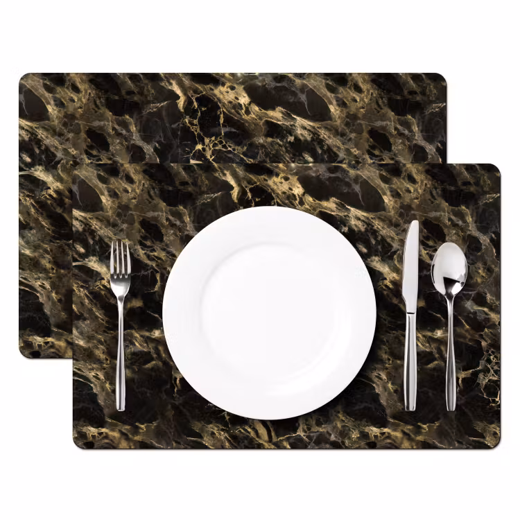 Placemat - 6 stuks - Kristal - Goud - Zwart - Marmer — 2