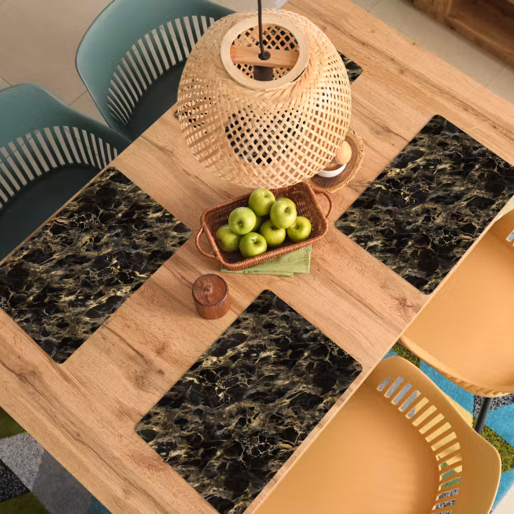 Placemat - 6 stuks - Kristal - Goud - Zwart - Marmer — 6
