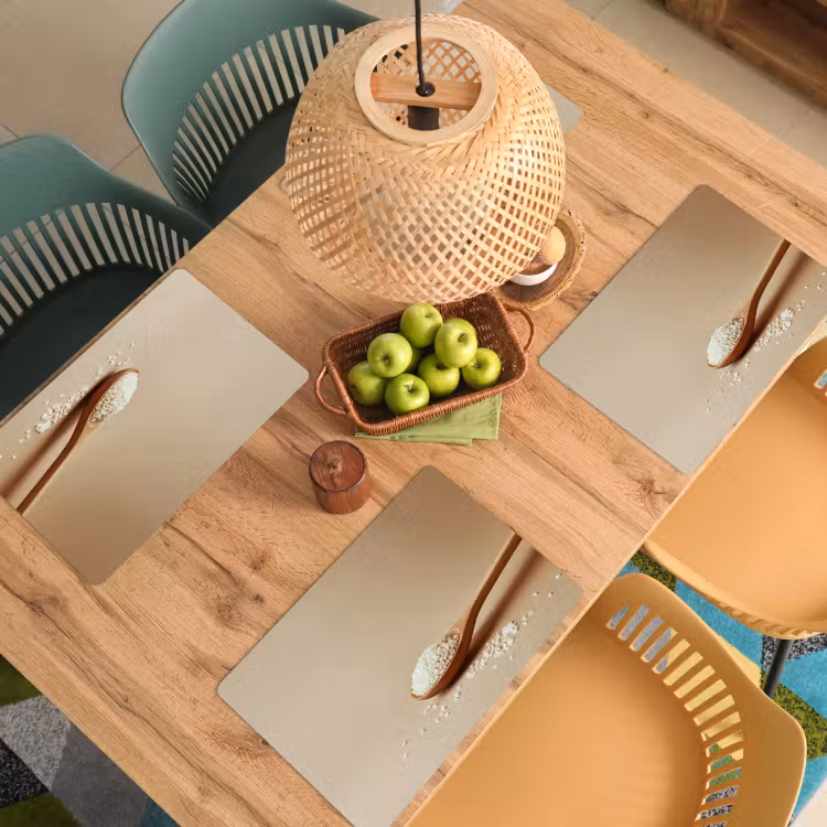 Placemat - 6 stuks - Lepel - Rijst - Hout - Beige — 6