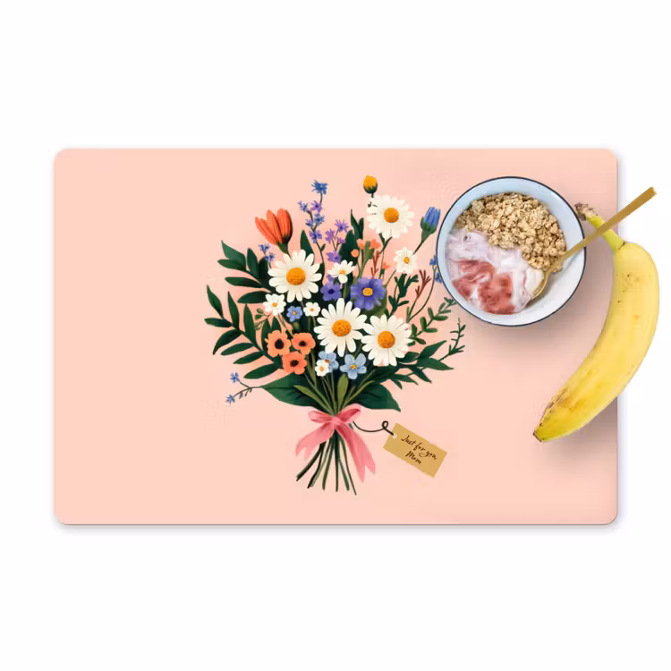 Placemat - 6 stuks - Margrieten - Boeket - Strikje - Roze — 1