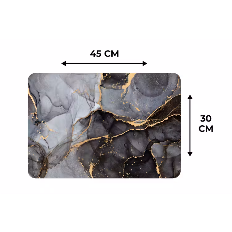 Placemat - 6 stuks - Marmer - Abstract - Goud - Grijs — 3