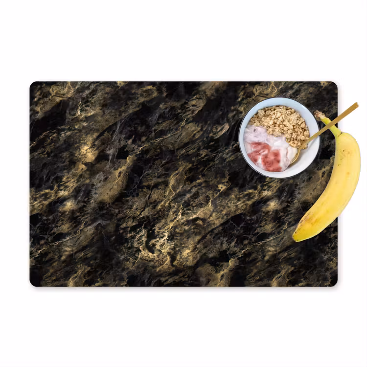 Placemat - 6 stuks - Marmer - Zwart - Goud — 1