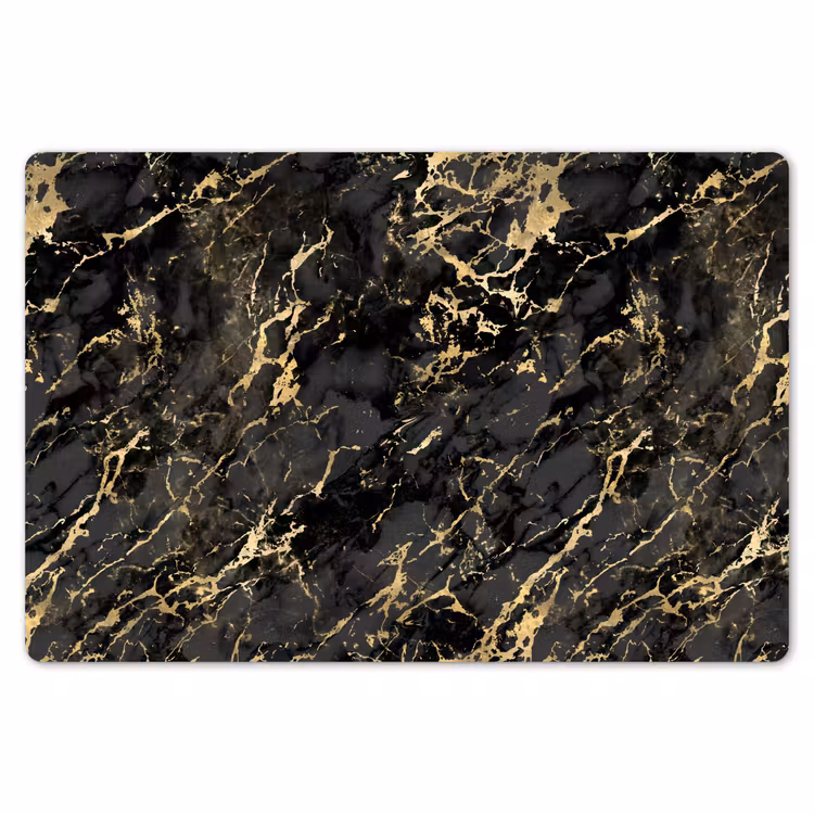 Placemat - 6 stuks - Marmer - Zwart - Goudstructuur — 7