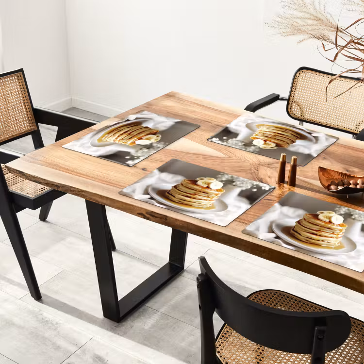 Placemat - 6 stuks - Pannenkoeken - Banaan - Siroop - Wit - Beige — 5