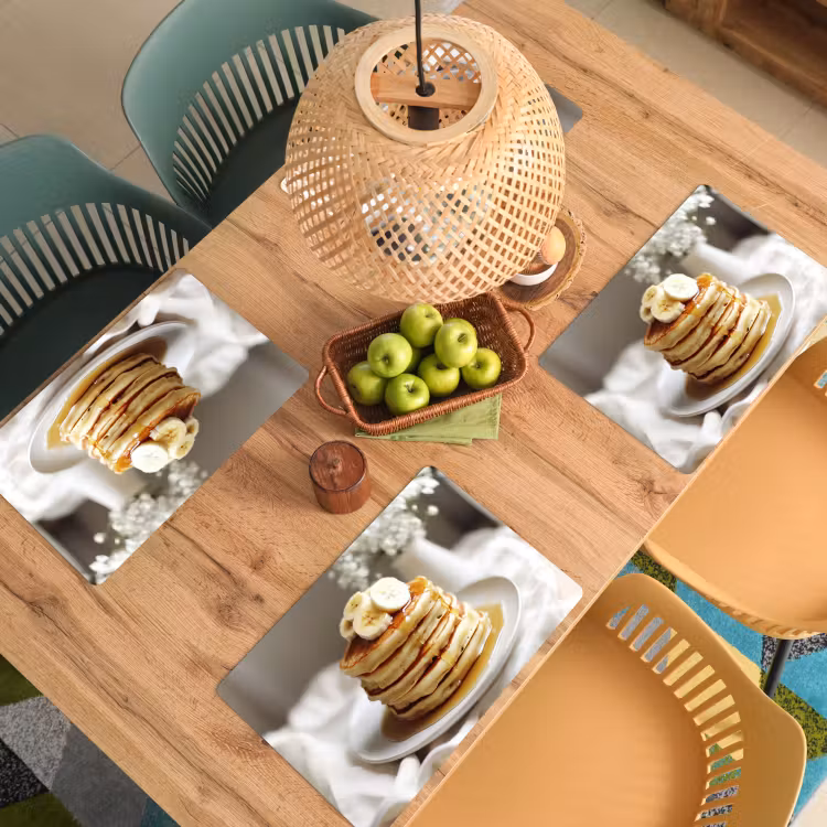 Placemat - 6 stuks - Pannenkoeken - Banaan - Siroop - Wit - Beige — 6