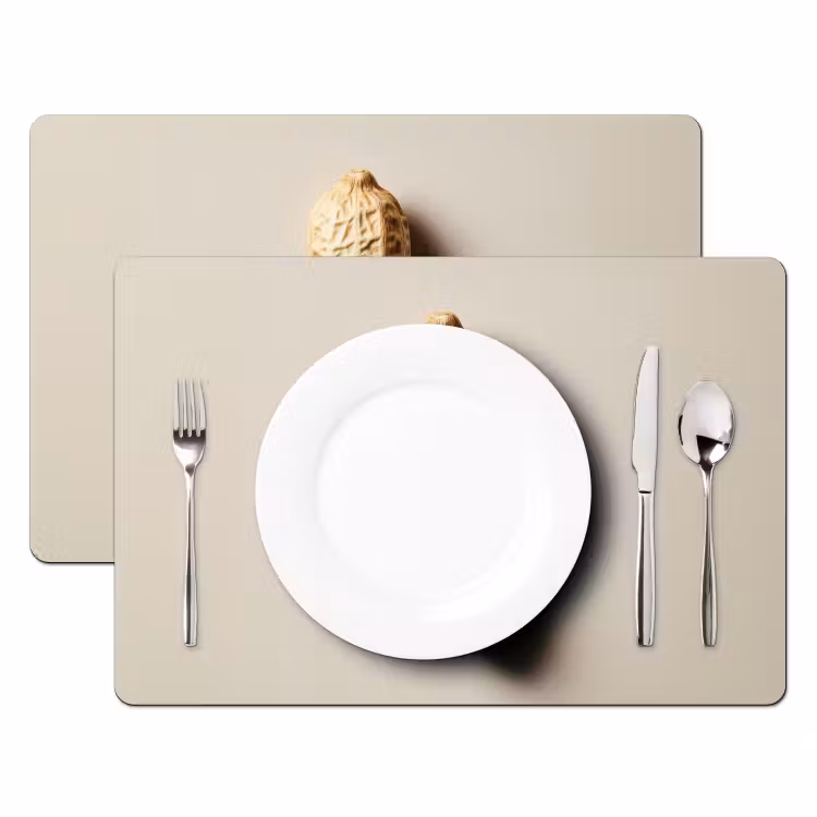 Placemat - 6 stuks - Pinda - Ruw - Beige — 2