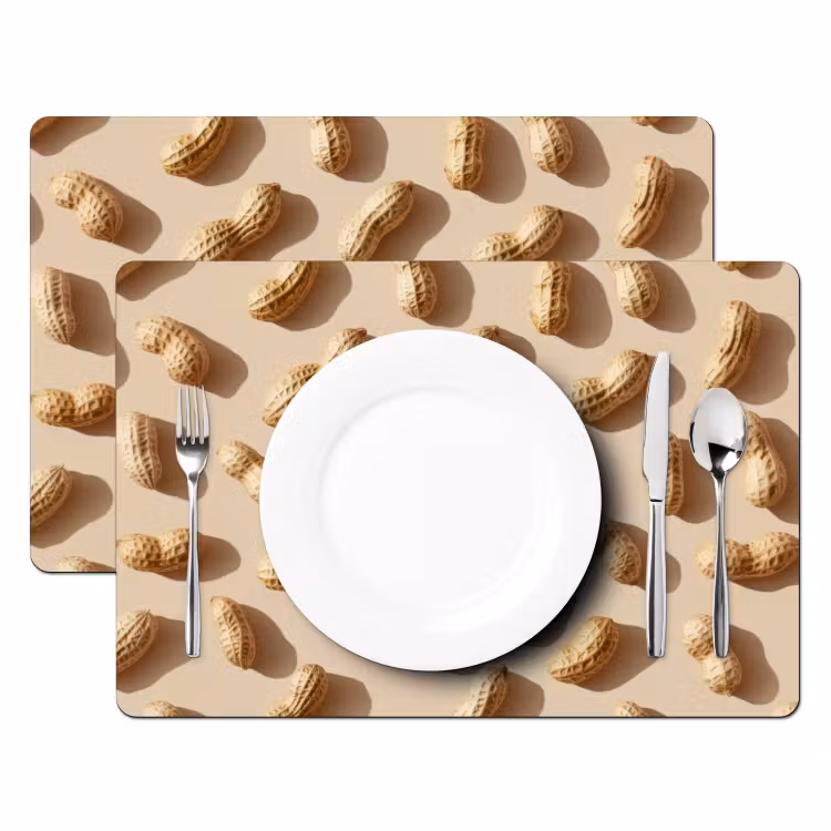 Placemat - 6 stuks - Pinda's - Patroon - Beige — 2