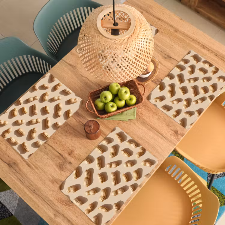 Placemat - 6 stuks - Pinda's - Patroon - Beige — 6