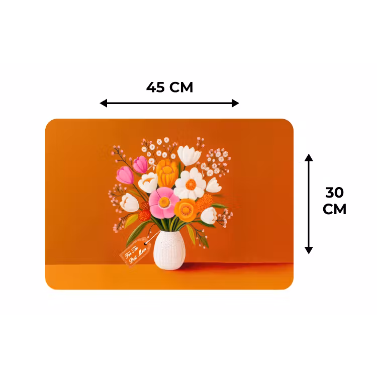 Placemat - 6 stuks - Vaas - Bloemen - Oranje — 3