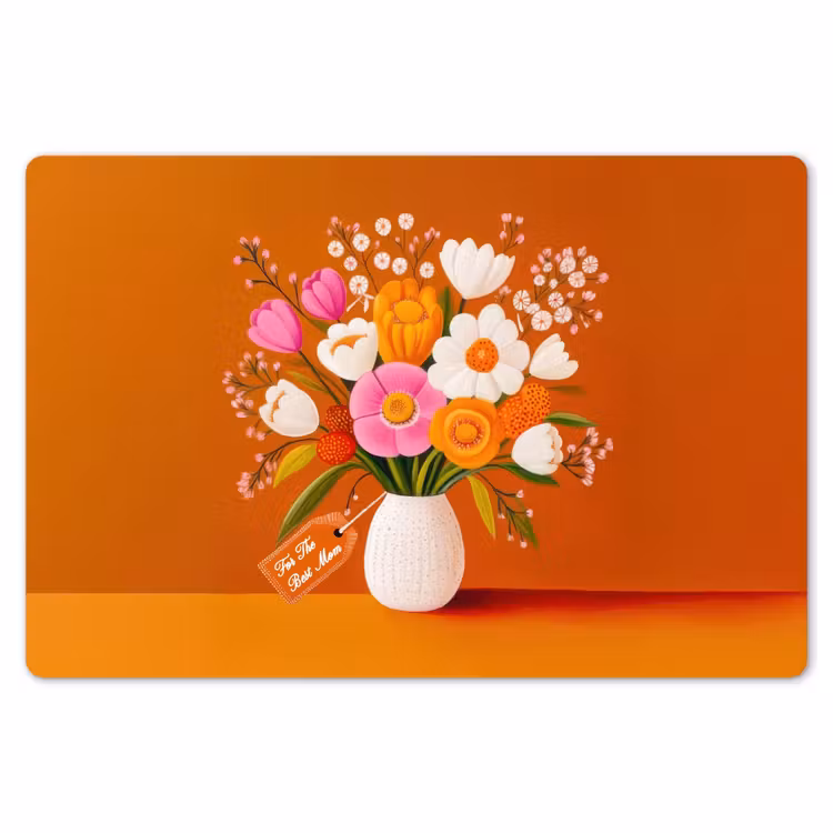 Placemat - 6 stuks - Vaas - Bloemen - Oranje — 7