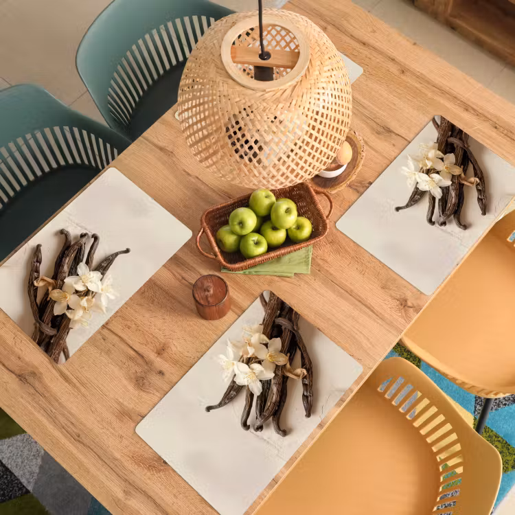 Placemat - 6 stuks - Vanille - Bloemen - Beige — 6