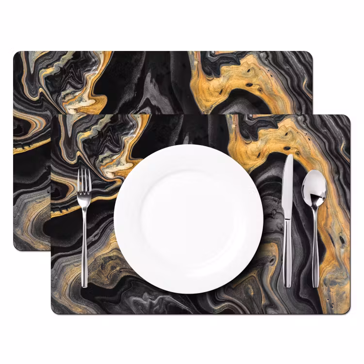 Placemat - 6 stuks - Versmelting van Zwart en Goud — 2