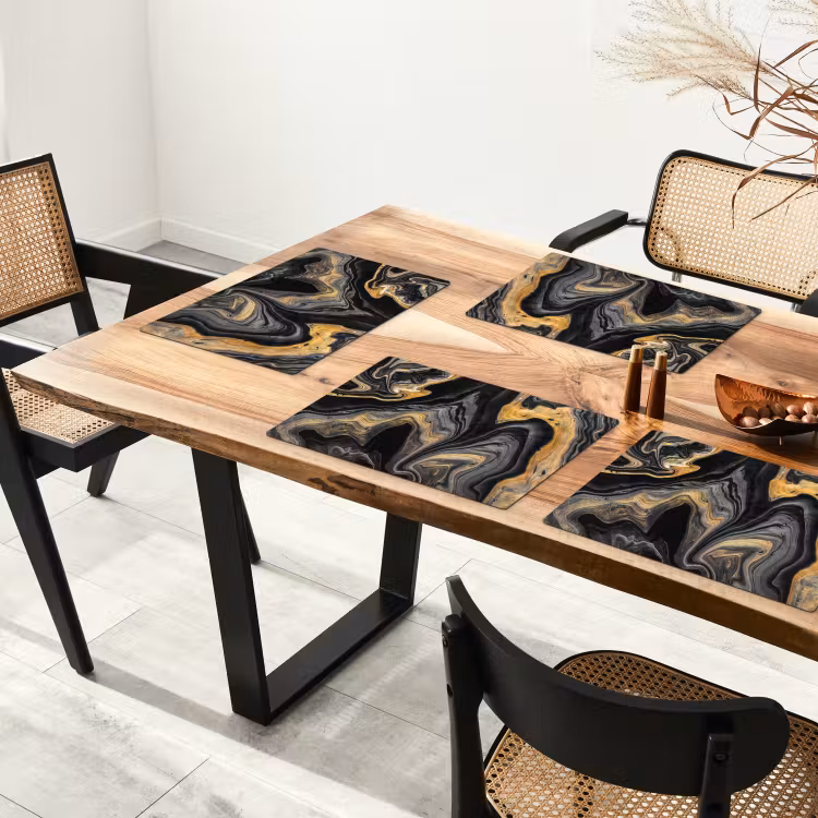 Placemat - 6 stuks - Versmelting van Zwart en Goud — 5