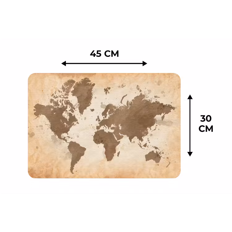 Placemat - 6 stuks - Wereldkaart - Beige - Bruin — 3