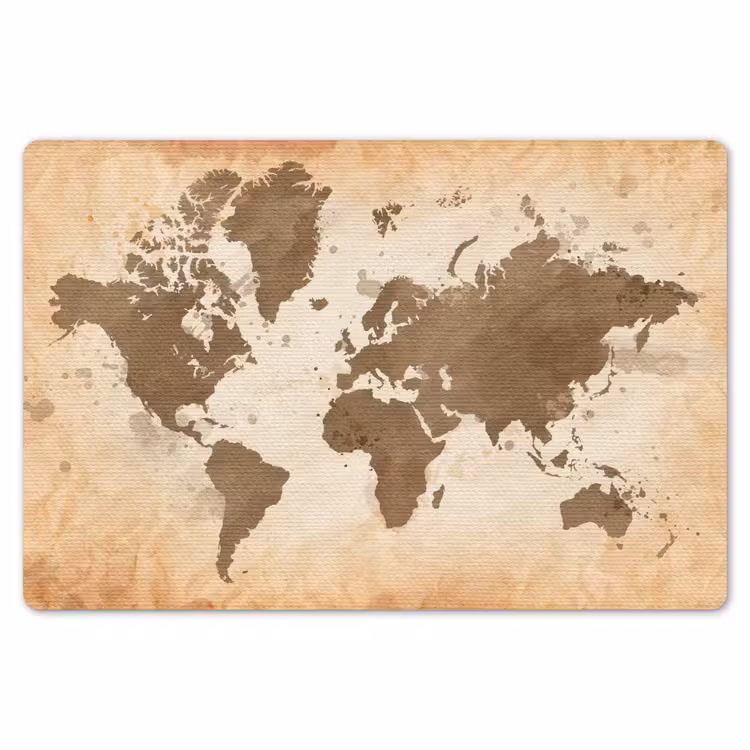 Placemat - 6 stuks - Wereldkaart - Beige - Bruin — 7